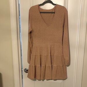 Lulu's Elegant Light Pink Long Sleeve Sweater Dress